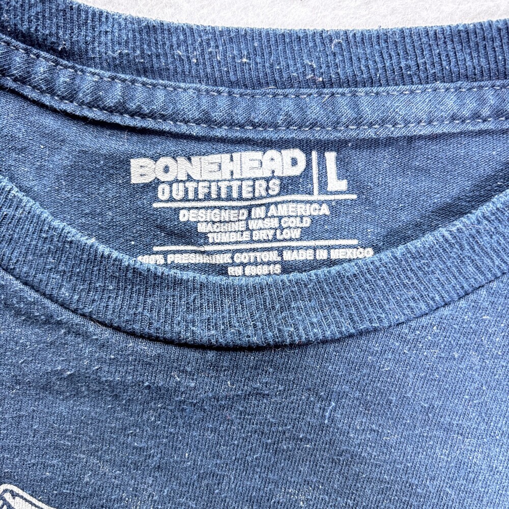 Bonehead Outfitters Large Blue Cotton T-shirt Don't Tread On Me Graphic